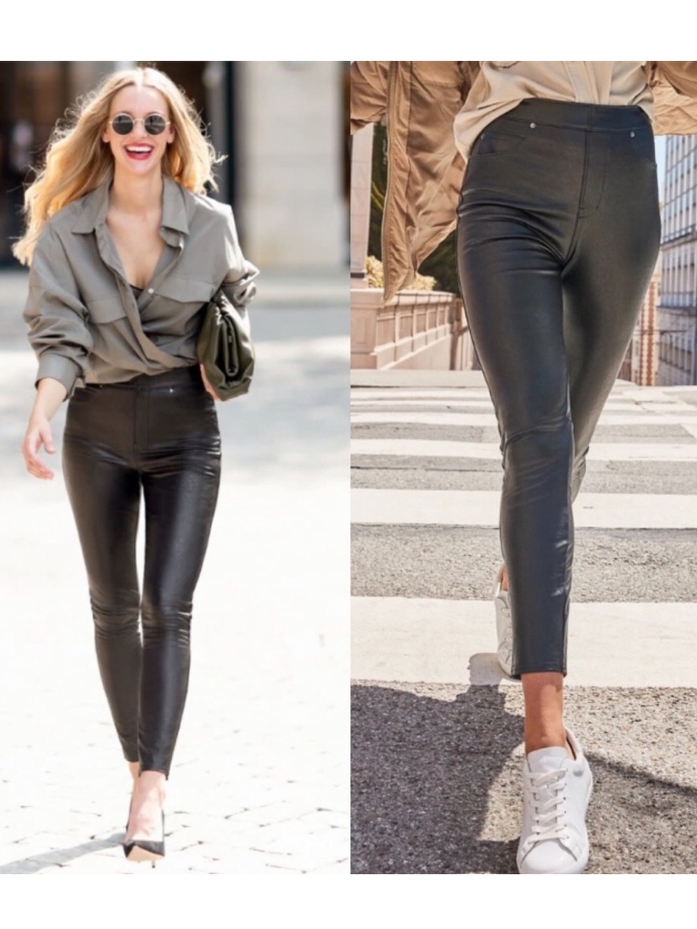 Spanx Leather-Like Ankle Skinny Pants in Noir XS - Picture 2 of 5